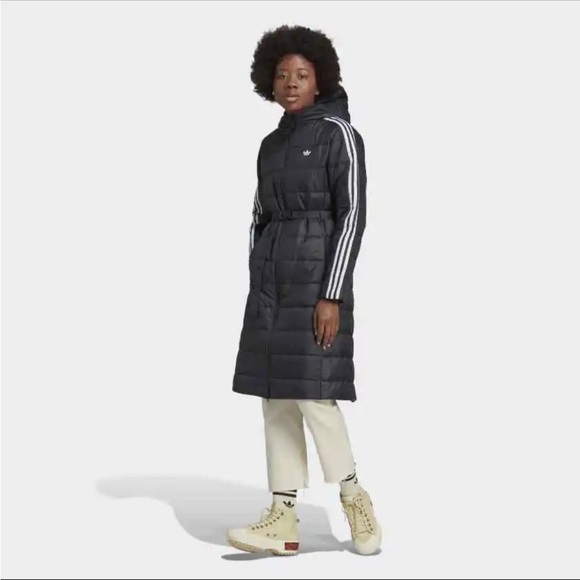 adidas Originals Jackets & Blazers - Adidas originals long light puff belted jacket- black - NWOT - size small